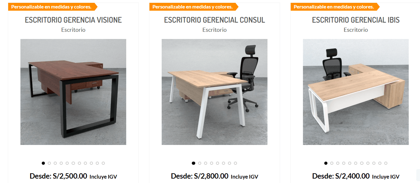 escritorios de oficina en Lima, escritorios gerenciales Perú, escritorios corporativos modernos.